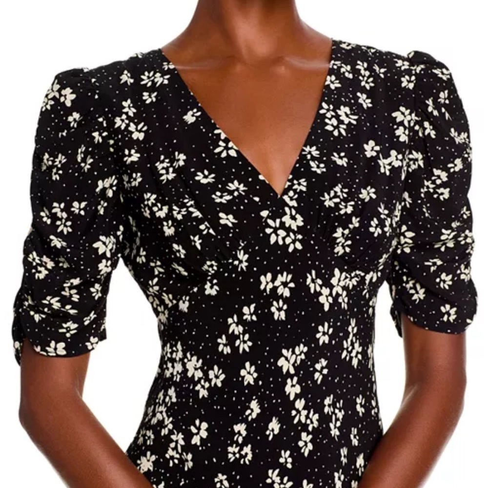 Nobody’s Child Midi Sundress with Puff Sleeves and V-Neck - Picture 2 of 15